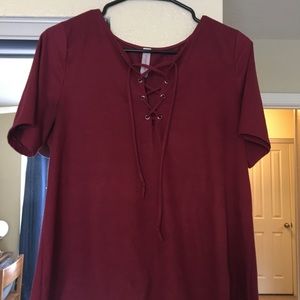 Burgundy suede lace up top L